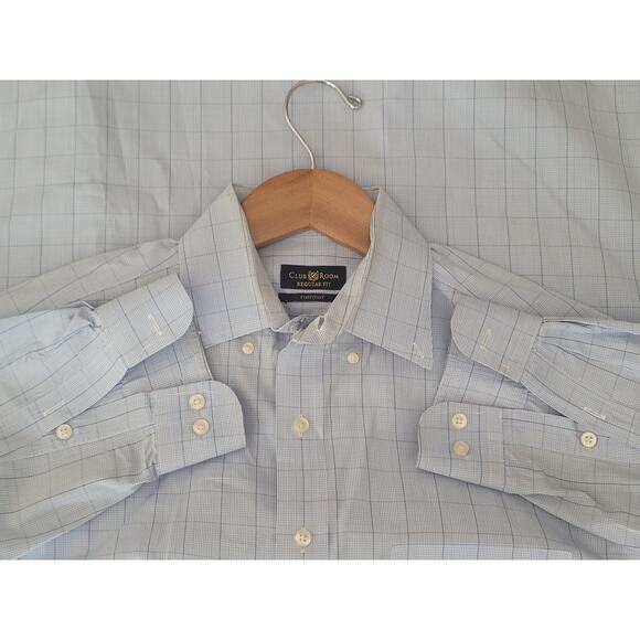 Mens's Club Room Pinpoint  Dress Shirt Regular Fit Button Up Plaid Size 16 32/33 - Picture 5 of 8